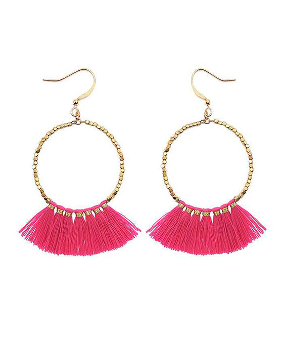 Metal Round w/ Tassel Earring