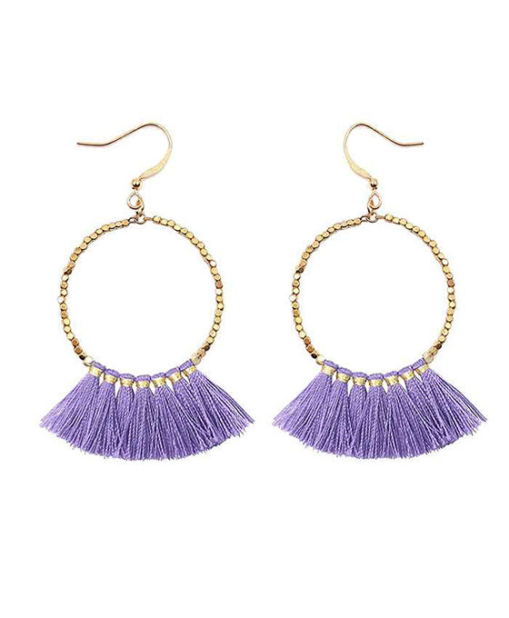 Metal Round w/ Tassel Earring