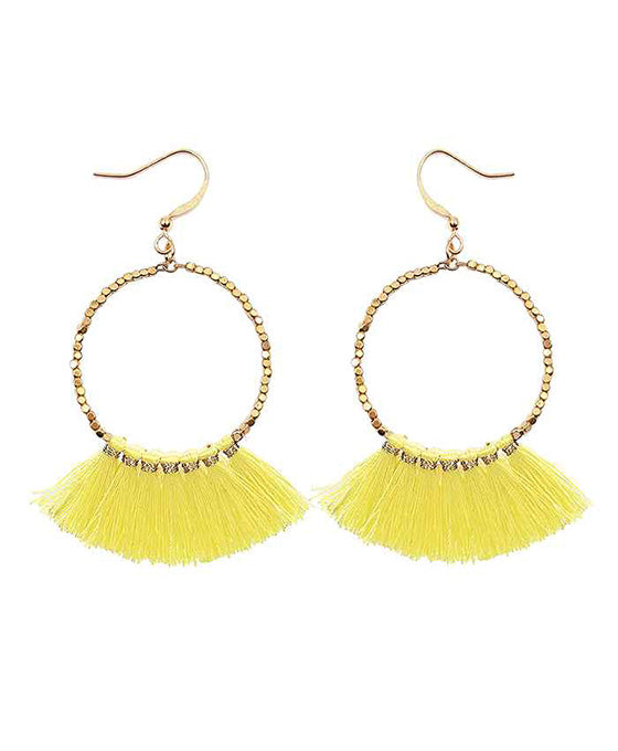 Metal Round w/ Tassel Earring