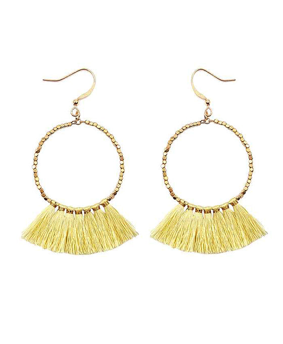 Metal Round w/ Tassel Earring