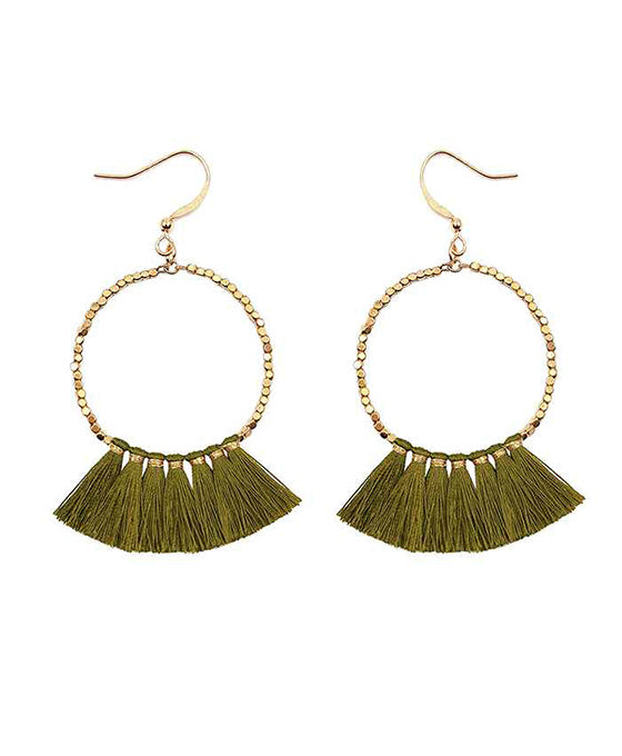 Metal Round w/ Tassel Earring