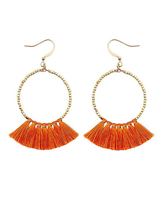 Metal Round w/ Tassel Earring