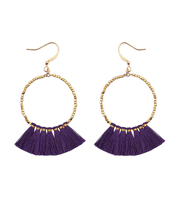 Metal Round w/ Tassel Earring