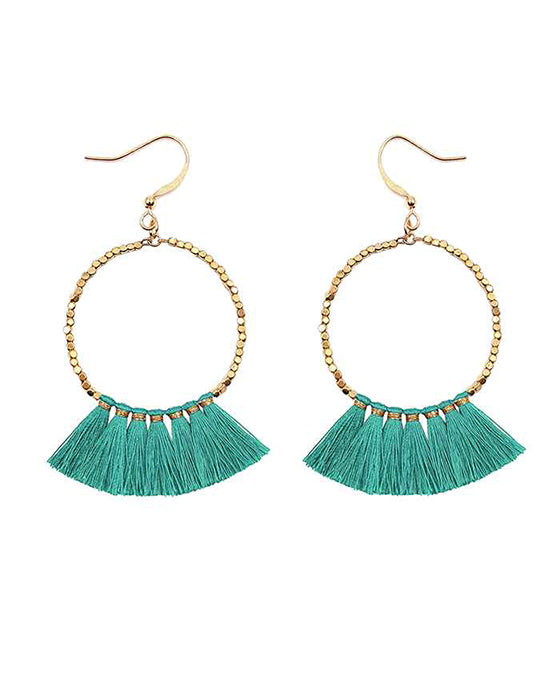 Metal Round w/ Tassel Earring