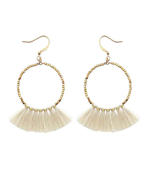 Metal Round w/ Tassel Earring