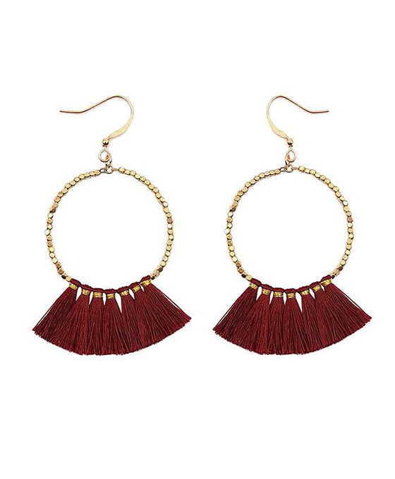 Metal Round w/ Tassel Earring