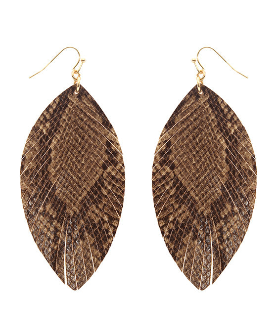 Leather Geometric Fringe Earring