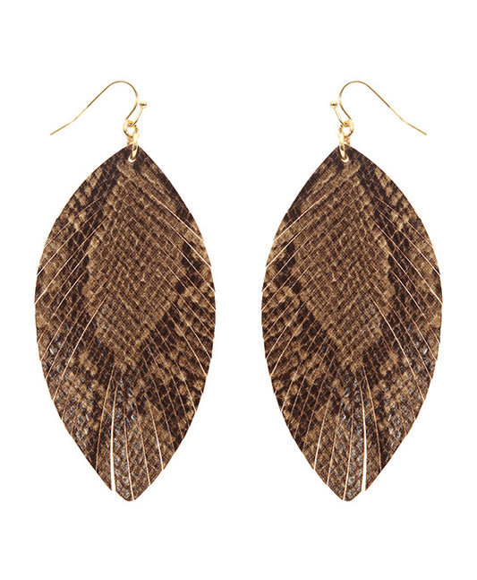 Leather Geometric Fringe Earring