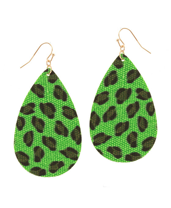 Fabric Animal Neon Teardrop Earring