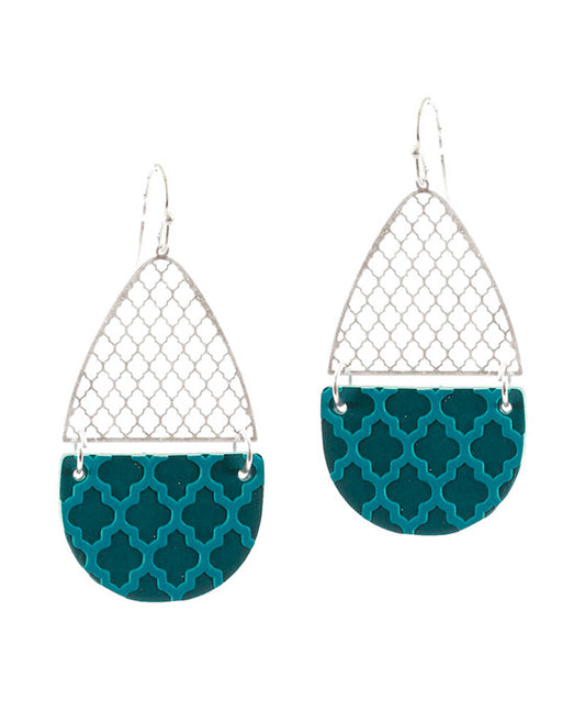 Metal Leather Filigree Earring