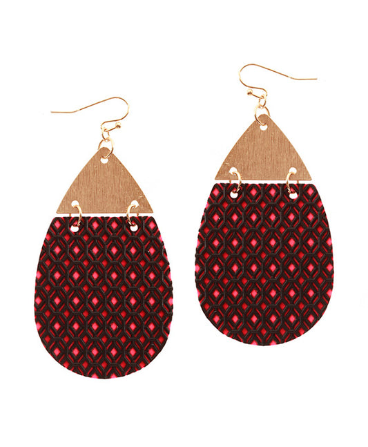 Leather & Metal Teardrop Earring