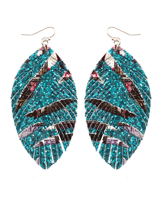 Leather Glitter Earring