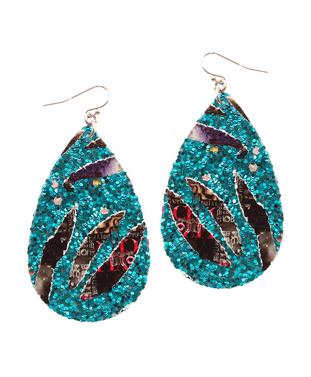 Leather Glitter Earring