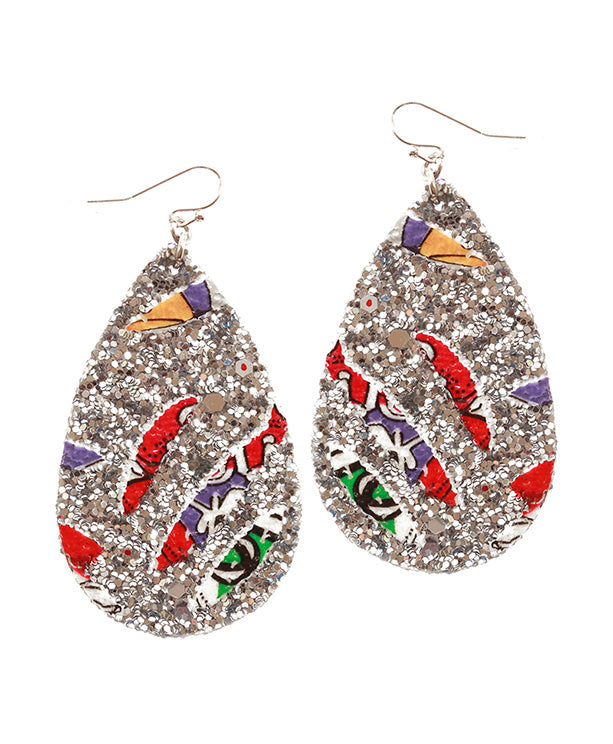 Leather Glitter Earring