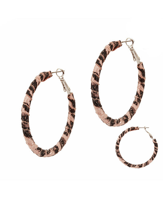 Leather Animal Wrap Hoop Earring / 40mm