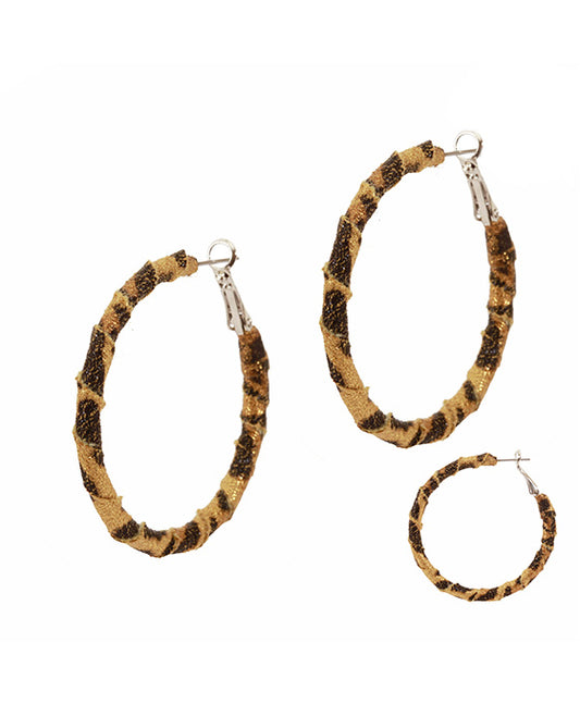 Leather Animal Wrap Hoop Earring / 40mm