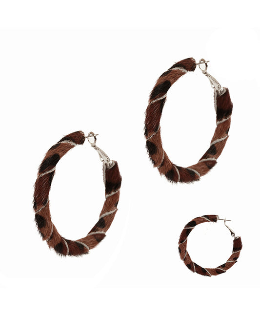 35mm Cowhide Wrap Hoop Earring