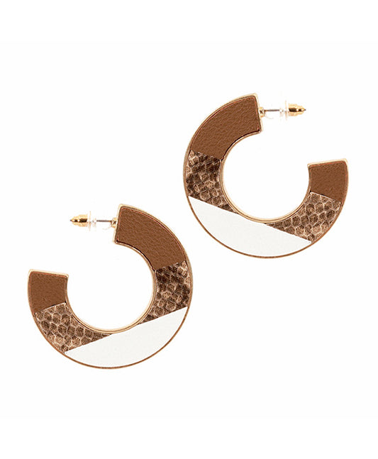 Metal Leather Hoop Earring