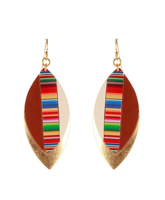 Leather Mosaic Marquise Earring