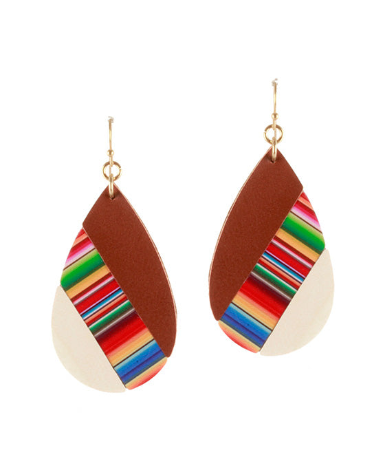 Leather Mosaic Teardrop Earring