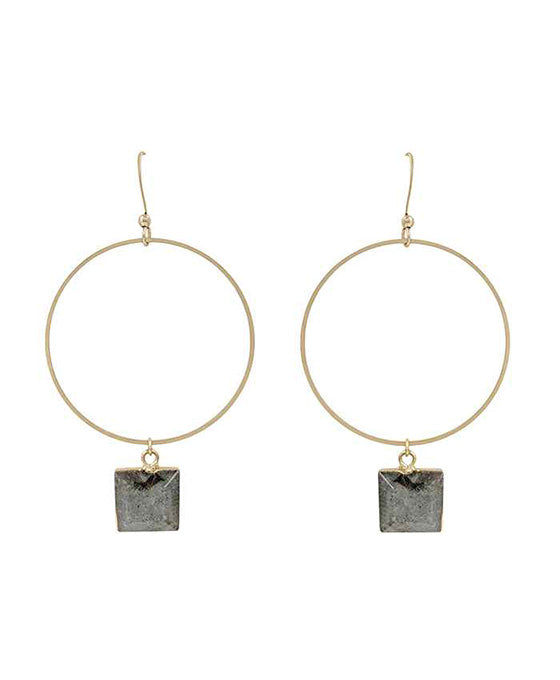 Ring Metal w/ Square Stone Earring