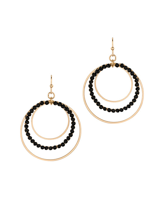 Glass & Metal Triple Hoop Earring