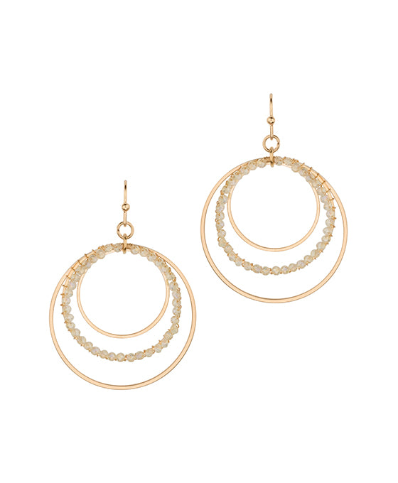 Glass & Metal Triple Hoop Earring