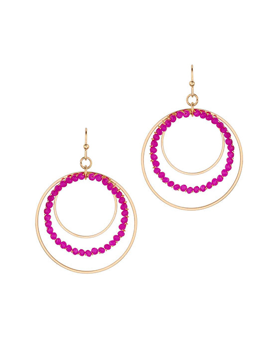 Glass & Metal Triple Hoop Earring