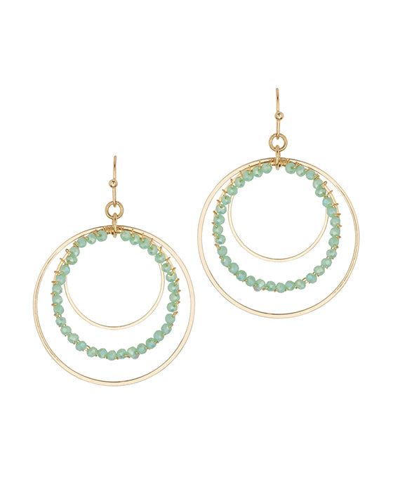 Glass & Metal Triple Hoop Earring