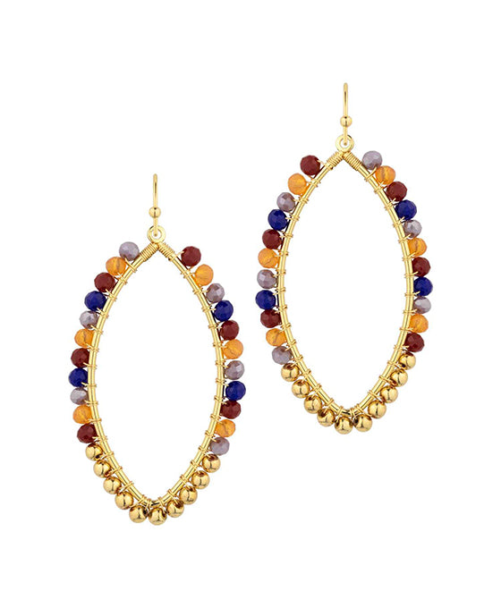 Glass & Metal Marquise Woven Earring