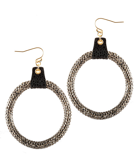 Glitter Leather Tube Earring