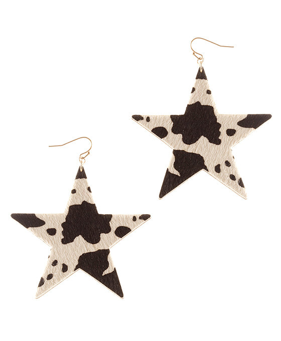 Leather Cowhide Star Earring