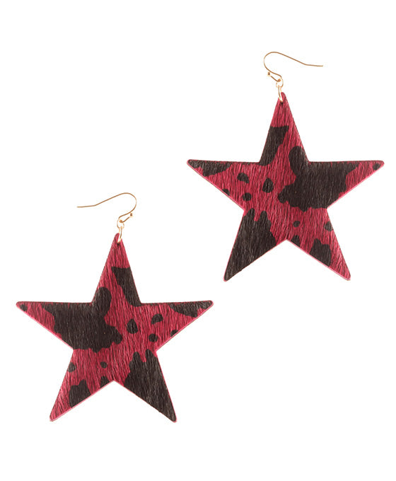 Leather Cowhide Star Earring
