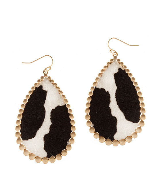 Metal Cowhide Pressed Ball Earring