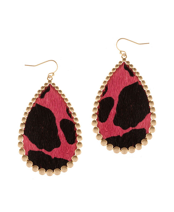 Metal Cowhide Pressed Ball Earring