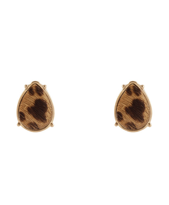 Cowhide Teardrop Post Earring