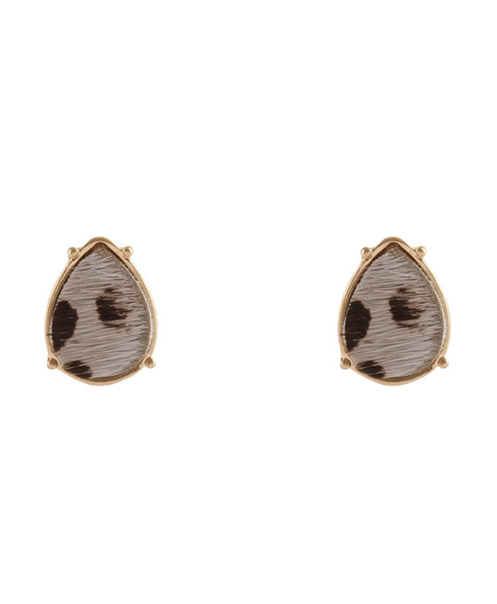 Cowhide Teardrop Post Earring