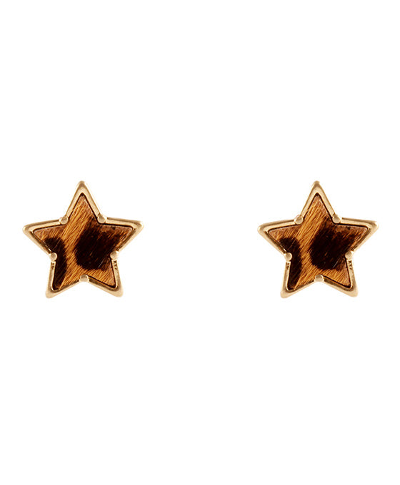 Cowhide Star Post Earring