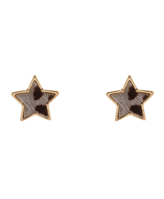 Cowhide Star Post Earring
