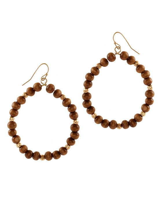 Wood & CCB Round Earring