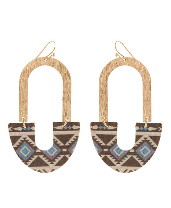 Metal & Cork Aztec Earring