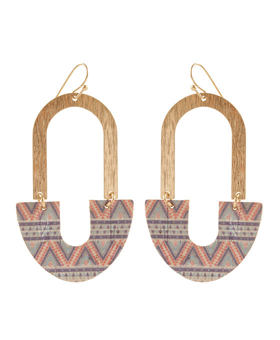 Metal & Cork Aztec Earring