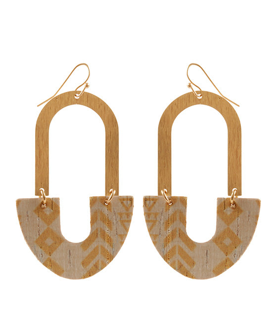 Metal & Cork Aztec Earring