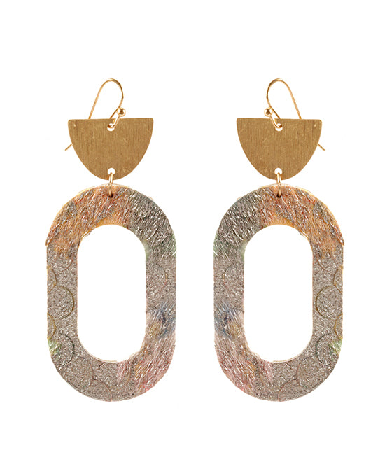 Metal Cowhide Earring