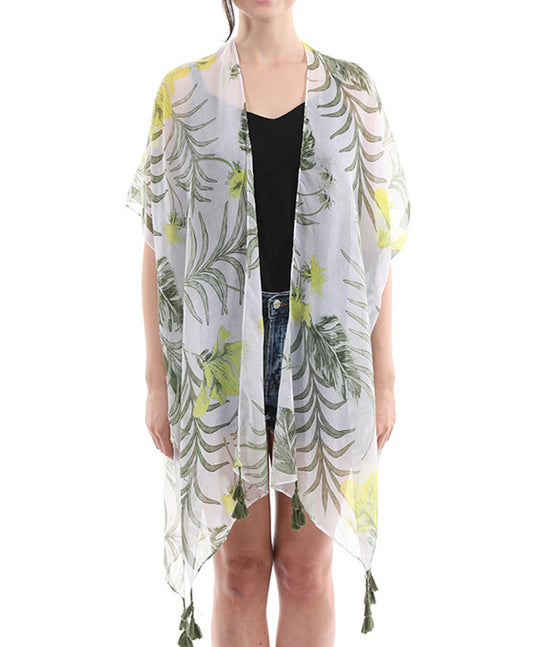 Tropical Leaf Poncho Kimono