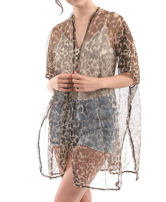 Animal Print Sheer Kimono