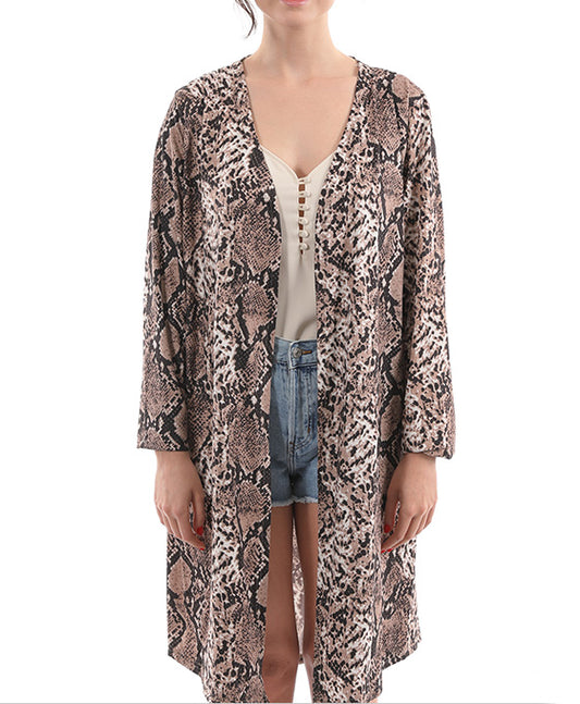 Python Pattern Long Cardigan