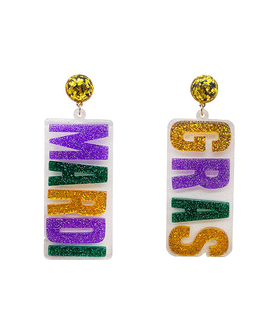 Mardi Gras Acrylic Earring