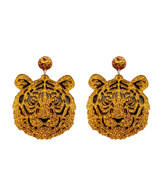 Acrylic Tiger Face Earring