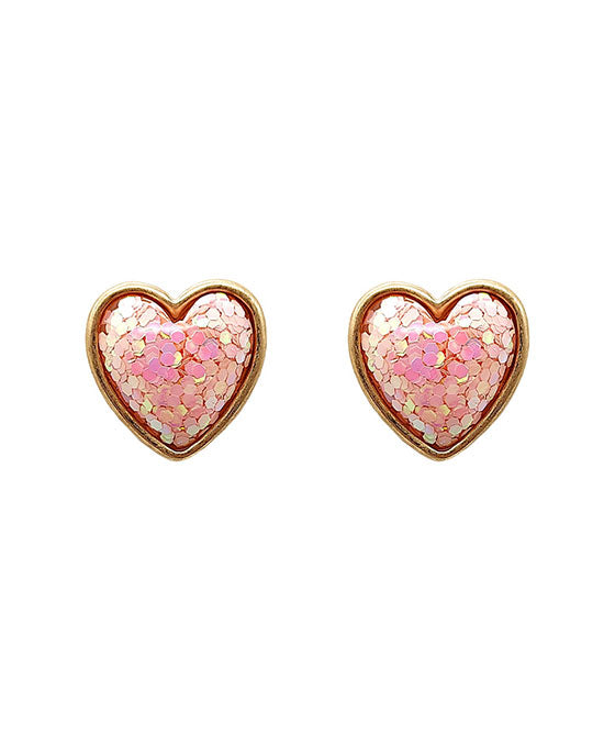 Epoxy Heart Stone Post Earring